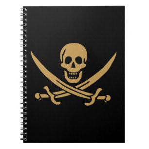 Caderno Espiral Caveira e Cutelo de Ouro Azteca Pirata Calico Jack