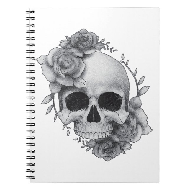 Caderno Espiral Caveira e Rosa Sketch (Frente)