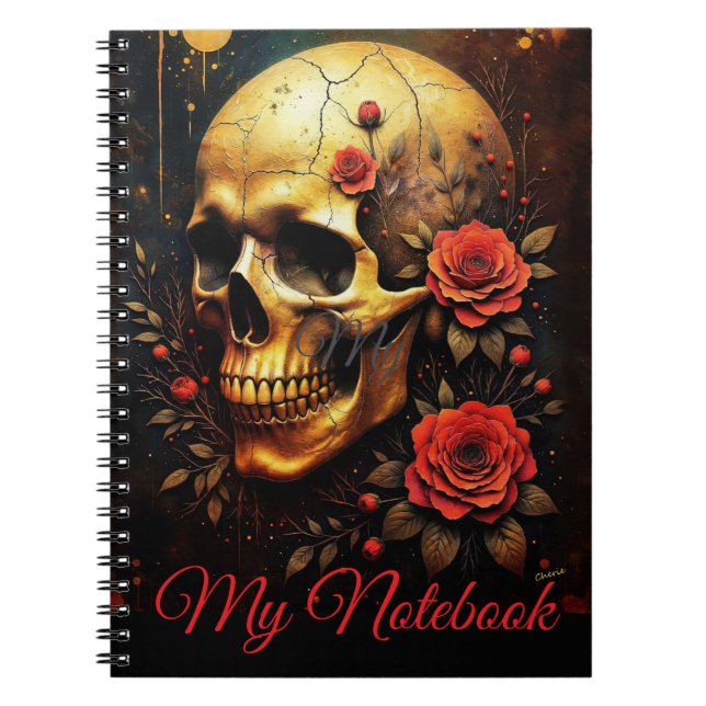 Caderno Espiral Caveira e Rosas (Frente)