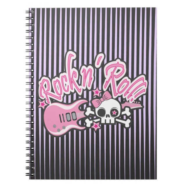 Caderno Espiral Caveira Girly Rock n' Roll (Frente)