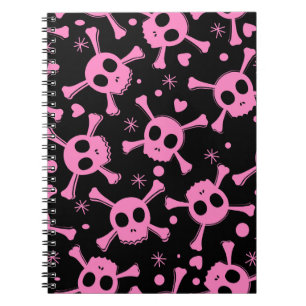 Caderno Espiral Caveira Pirata: Padrão Corações Menininho