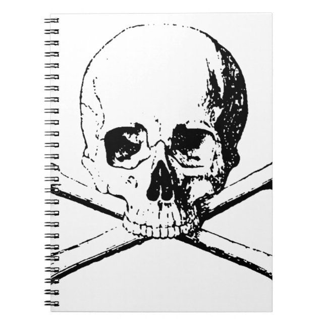 Caderno Espiral Caveira Preta e Branca e Ossos (Frente)
