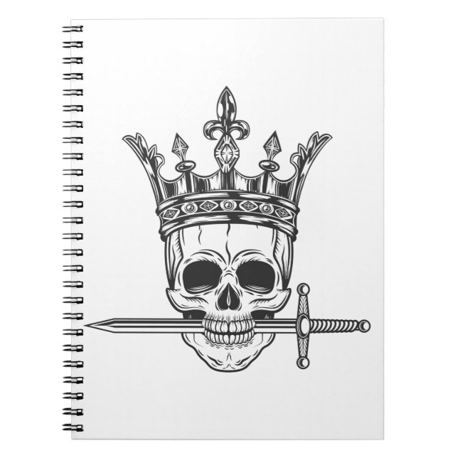 Caderno Espiral Caveira príncipe vencido na coroa com impressão de (Frente)