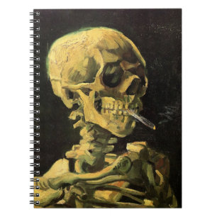 Caderno Espiral Caveira Van Gogh com Cigarro De Queima, Arte Vinta