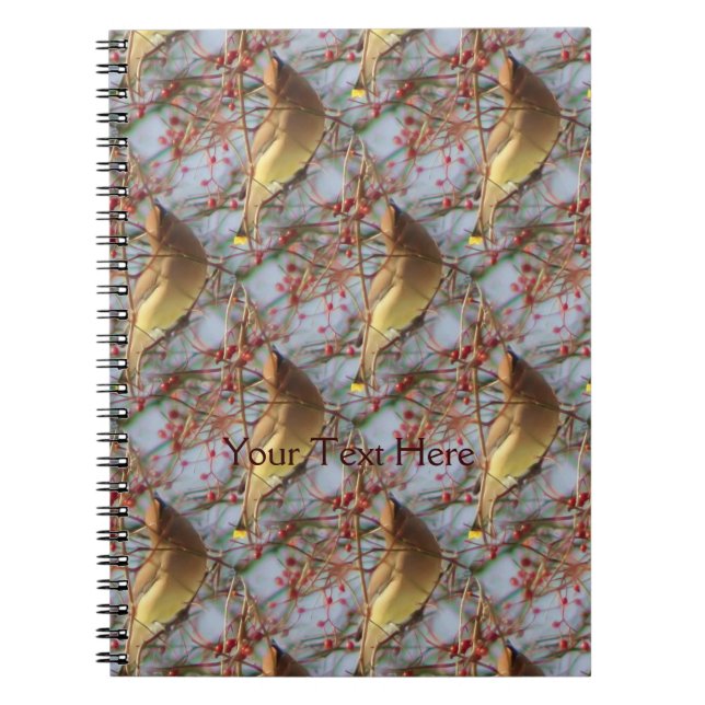 Caderno Espiral Cedar Waxwing Bird Nature Art Patterno (Frente)