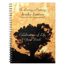 Caderno Espiral Celebração da árvore solitária do livro convidado