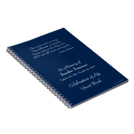 Caderno Espiral Celebração Livro de Convidado de Vida Escuro Azul 