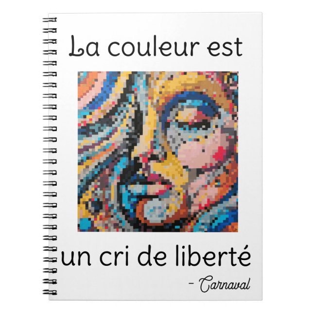 Caderno Espiral Celebração vibrante em pixel art (Frente)