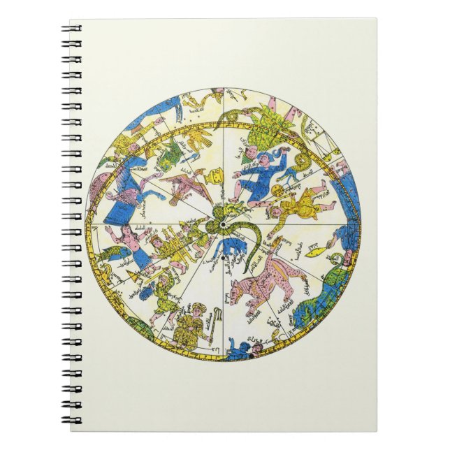 Caderno Espiral Celeste Vintage, Esfera Árabe, Constelações (Frente)
