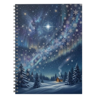 Caderno Espiral Celestial Aurora & Stars Winter Notebook