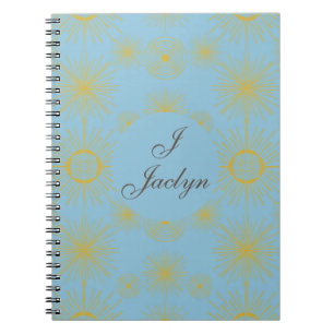 Caderno Espiral Celestial Sun Stars Sky Blue