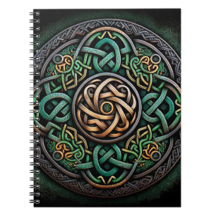 Caderno Espiral Célula Nó Verde Dourado