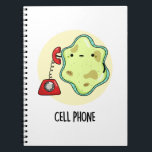 Caderno Espiral Celular Funny Biology Science Pun<br><div class="desc">Celular Engraçado Biology Science Pun apresenta uma linda célula de solteiro usando um telefone vintage. Benny Pun presente para família e amigos que amam biologia,  celulares e trocadilhos.</div>