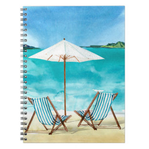 Caderno Espiral Cena Costeira de Praia 2 Câmaras de Praia