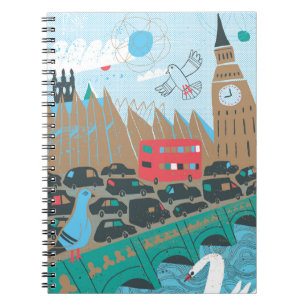 Caderno Espiral Cena da cidade de Reino Unido
