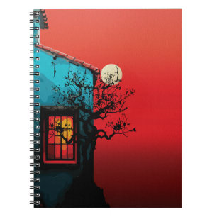 Caderno Espiral Cena da Janela do Crepúsculo Místico