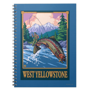 Caderno Espiral Cena da pesca com mosca - Yellowstone ocidental
