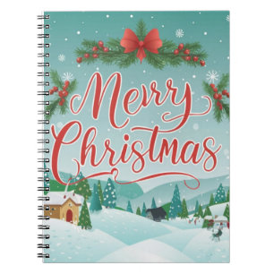 Caderno Espiral Cena da Terra Maravilha do Feliz Natal