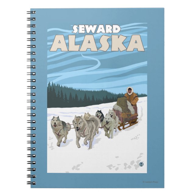 Caderno Espiral Cena de Dormência de Cachorro - Seward, Alasca (Frente)