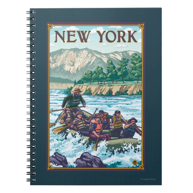 Caderno Espiral Cena de Nova YorkRiver Rafting (Frente)