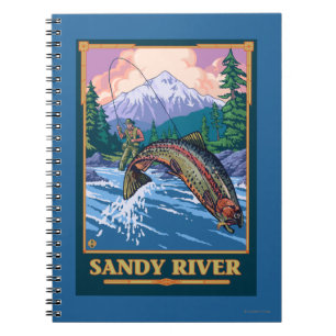 Caderno Espiral Cena de Pesca de Voo - Sandy River, Oregon