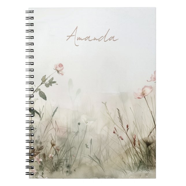 Caderno Espiral Cena de Sonho das Flores da primavera (Frente)