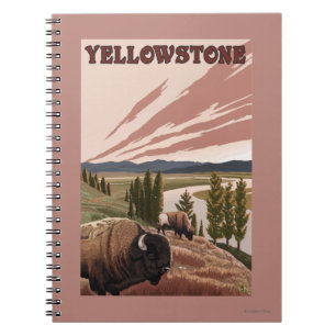 Caderno Espiral Cena de YellowstoneBison