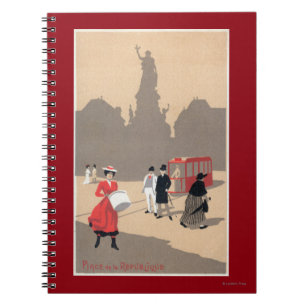 Caderno Espiral Cena do art deco de Place de la Republique