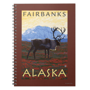 Caderno Espiral Cena do caribu - Fairbanks, Alaska