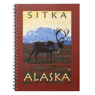 Caderno Espiral Cena do caribu - Sitka, Alaska