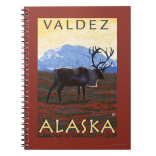 Caderno Espiral Cena do caribu - Valdez, Alaska