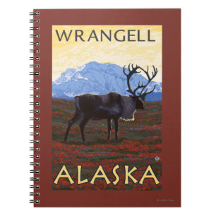 Caderno Espiral Cena do caribu - Wrangell, Alaska