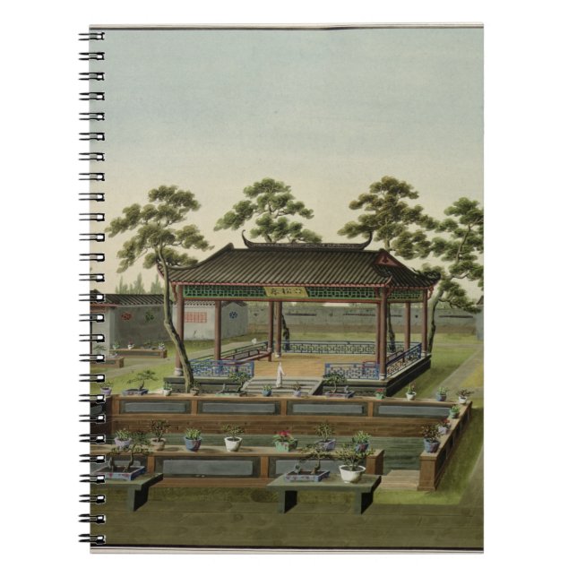 Caderno Espiral Cena do jardim, c.1820-40 (w/c no papel) 4 (Frente)