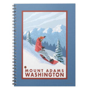 Caderno Espiral Cena do Snowboarder - montagem Adams, Washington