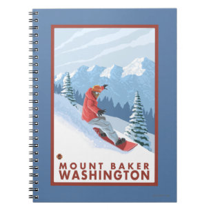 Caderno Espiral Cena Snowboarder - Monte Baker, Washington