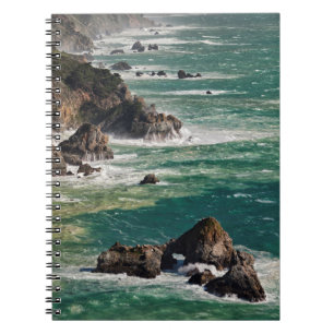 Caderno Espiral Cenário Costeiro com Ondas