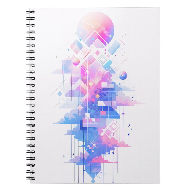 Caderno Espiral Cenário Geométrico Sonhador do Céu (Frente)