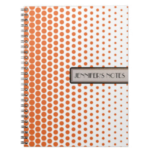 Caderno Espiral Cenoura Laranja Bolinhas Elegante Moderno Branco