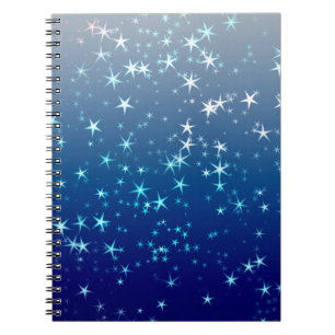 Caderno Espiral Centelhas de Natal Estrelas Céu Azul