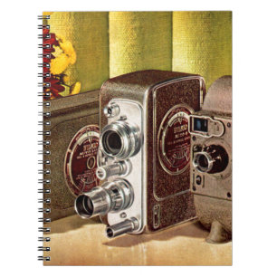 Caderno Espiral cerca de 1950 de câmeras de cinema caseiras