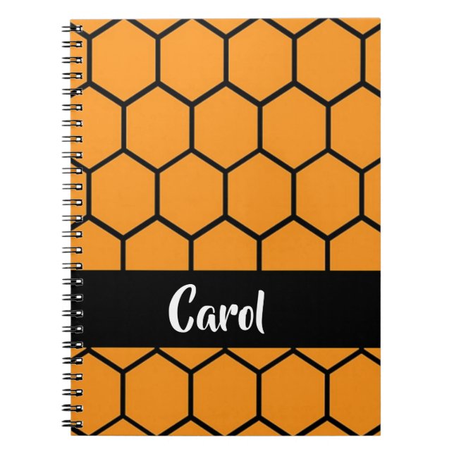 Caderno Espiral Cerca preta em laranja (Frente)