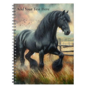 Caderno Espiral Cerca Russa do Cavalo Negro Fresa