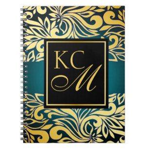 Caderno Espiral Cerceta floral ornamentado do Diário   do