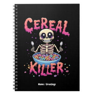 Caderno Espiral Cereal Killer Breakfast Cereal Engraçado Skeleton