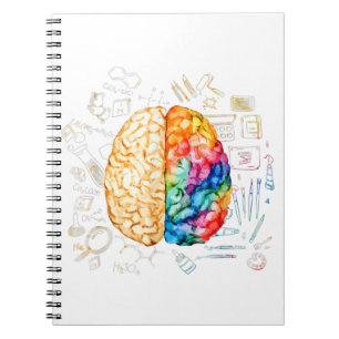 Caderno Espiral Cérebro Colorido - Ciência E Arte - Neurociência N