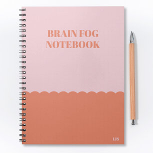 Caderno Espiral Cérebro Esquecido Engraçado Citação Rosa e Laranja