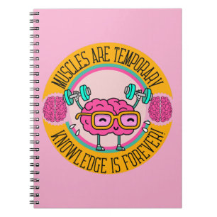 Caderno Espiral Cérebro Inteligente Cor-de-Rosa Fofo Conhecimento