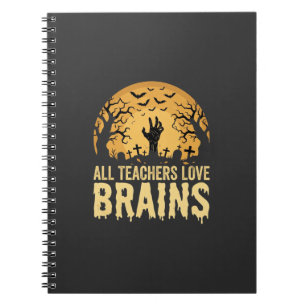Caderno Espiral Cérebros de Professor de Halloween