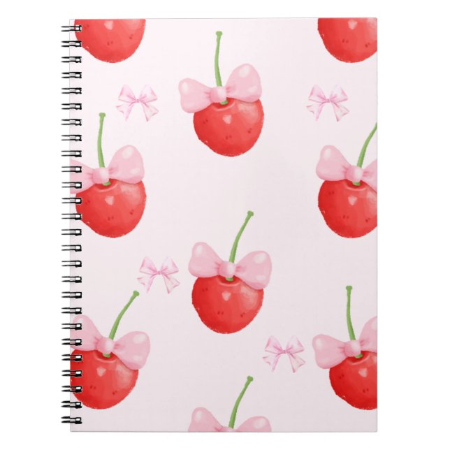 Caderno Espiral cereja vermelha e rosa volta às aulas (Frente)