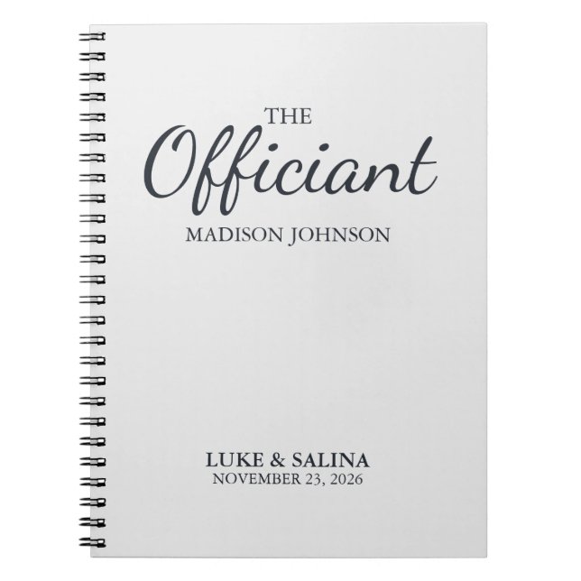 Caderno Espiral Cerimônia Personalizada de Casamento com Oficiante (Frente)